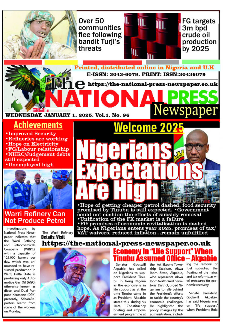 NATIONAL PRESS NEWSPAPER COVER FOR WEDNESDAY, JANUARY 1, 2025